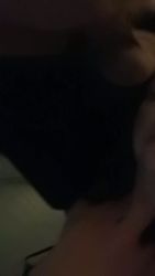 I suck him deep while my breasts bounce around
