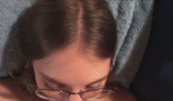 She sucks him while looking into his eyes