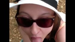 Risky park blowjob ends with sticky facial surprise