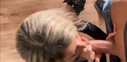 Slim Blonde in Leather and Boots French Blowjob Scene